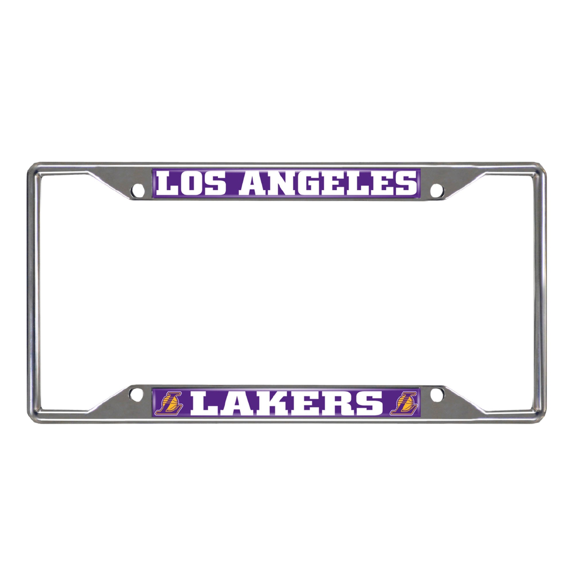 Los Angeles Lakers Chrome Metal License Plate Frame, 6.25in x 12.25in