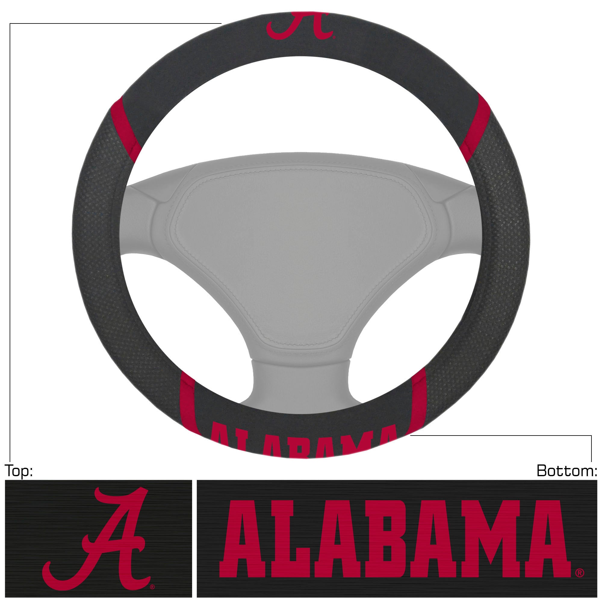 Alabama Crimson Tide Embroidered Steering Wheel Cover