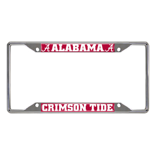 Alabama Crimson Tide Chrome Metal License Plate Frame, 6.25in x 12.25in