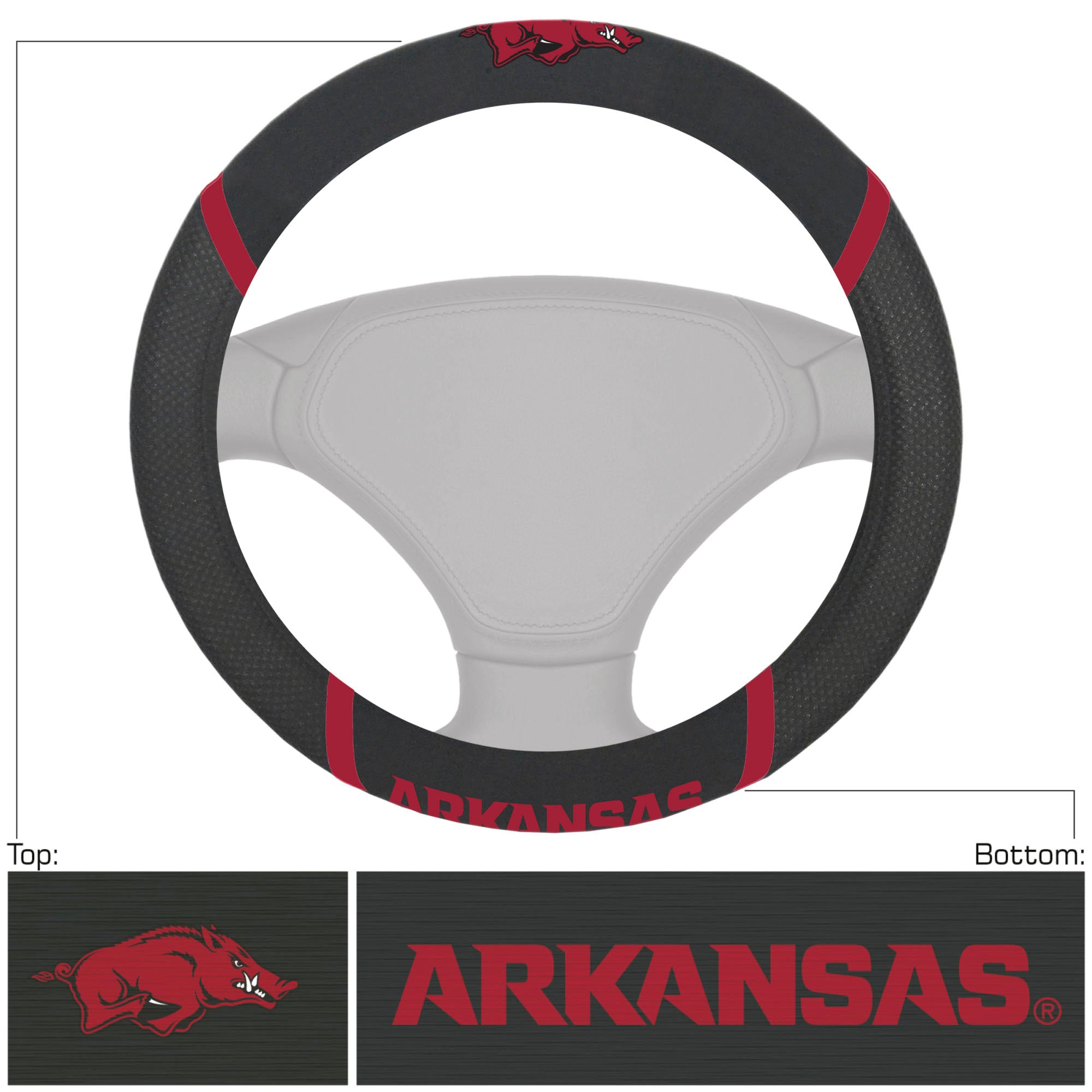 Arkansas Razorbacks Embroidered Steering Wheel Cover