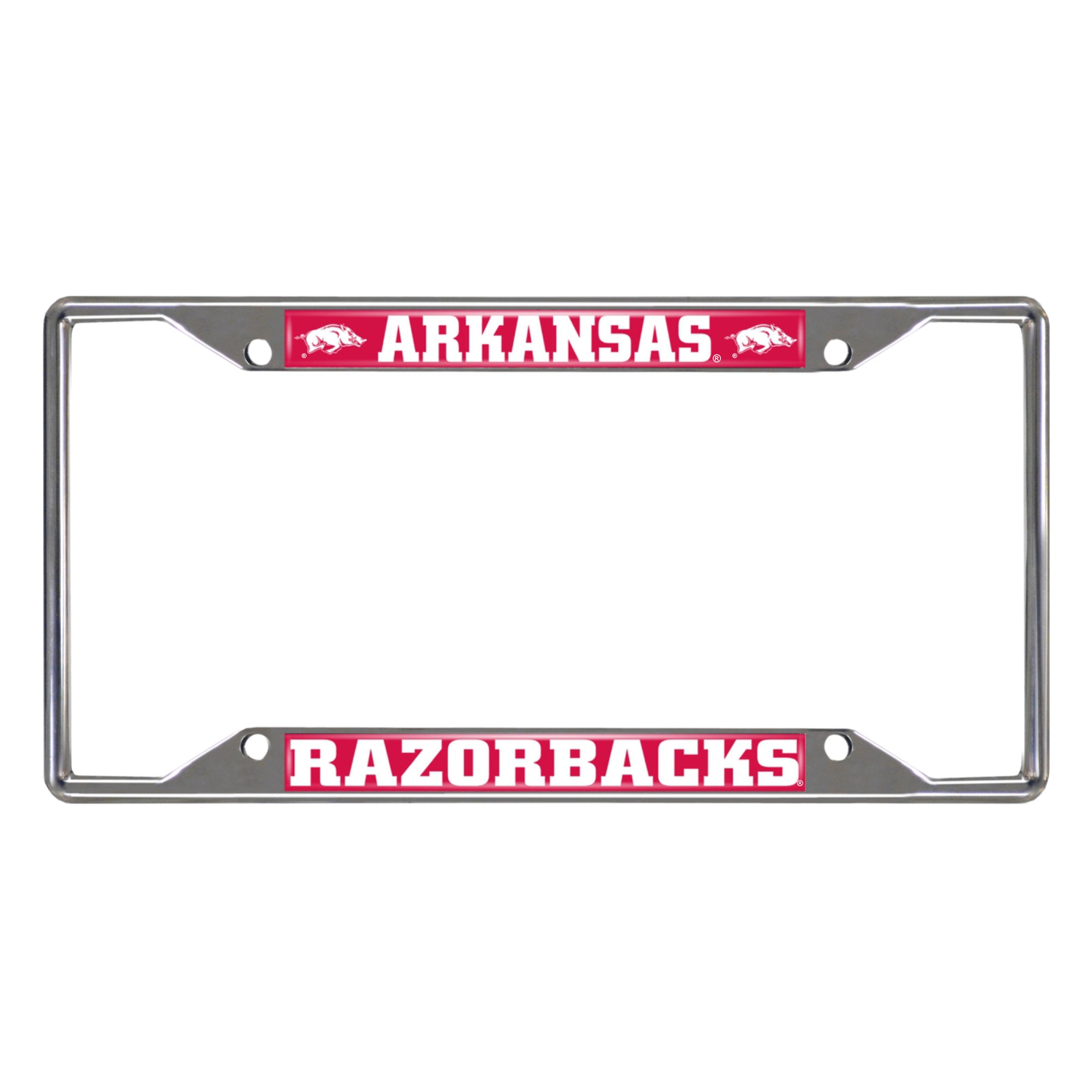 Arkansas Razorbacks Chrome Metal License Plate Frame, 6.25in x 12.25in