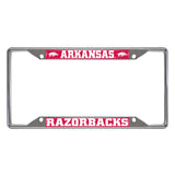 Arkansas Razorbacks Chrome Metal License Plate Frame, 6.25in x 12.25in