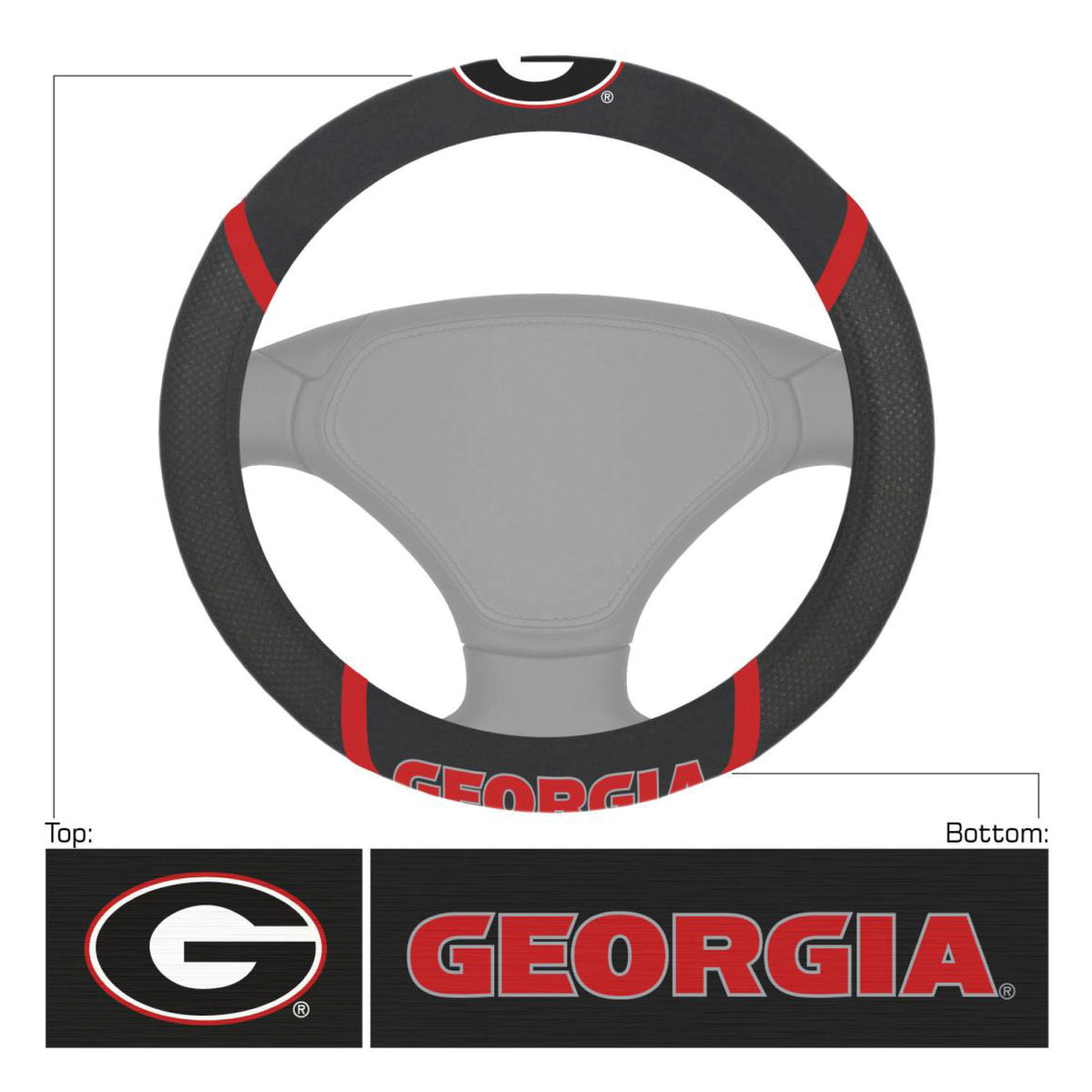 Georgia Bulldogs Embroidered Steering Wheel Cover