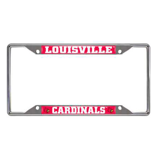 Louisville Cardinals Chrome Metal License Plate Frame, 6.25in x 12.25in