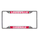 Louisville Cardinals Chrome Metal License Plate Frame, 6.25in x 12.25in