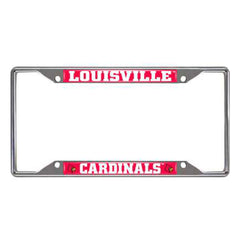 Louisville Cardinals Chrome Metal License Plate Frame, 6.25in x 12.25in