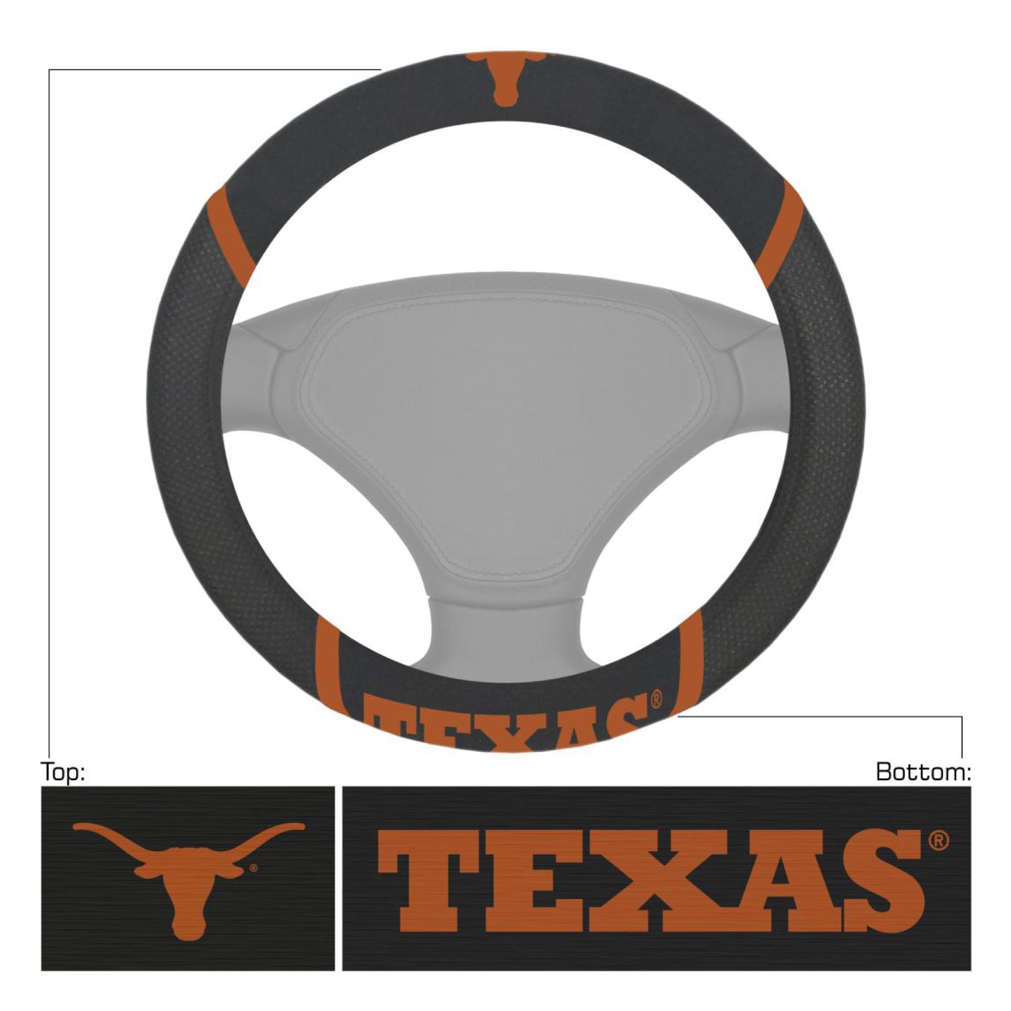 Texas Longhorns Embroidered Steering Wheel Cover