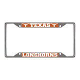 Texas Longhorns Chrome Metal License Plate Frame, 6.25in x 12.25in