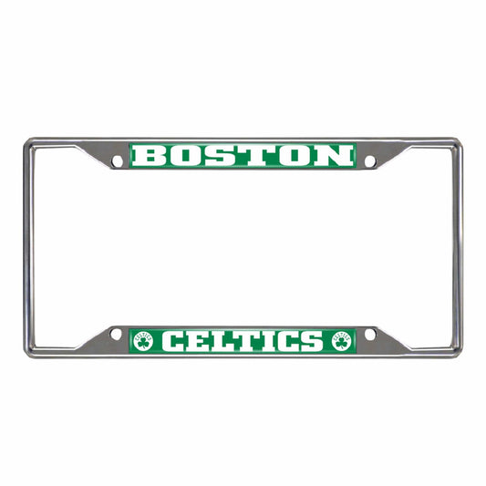 Boston Celtics Chrome Metal License Plate Frame, 6.25in x 12.25in - Boston Celtics