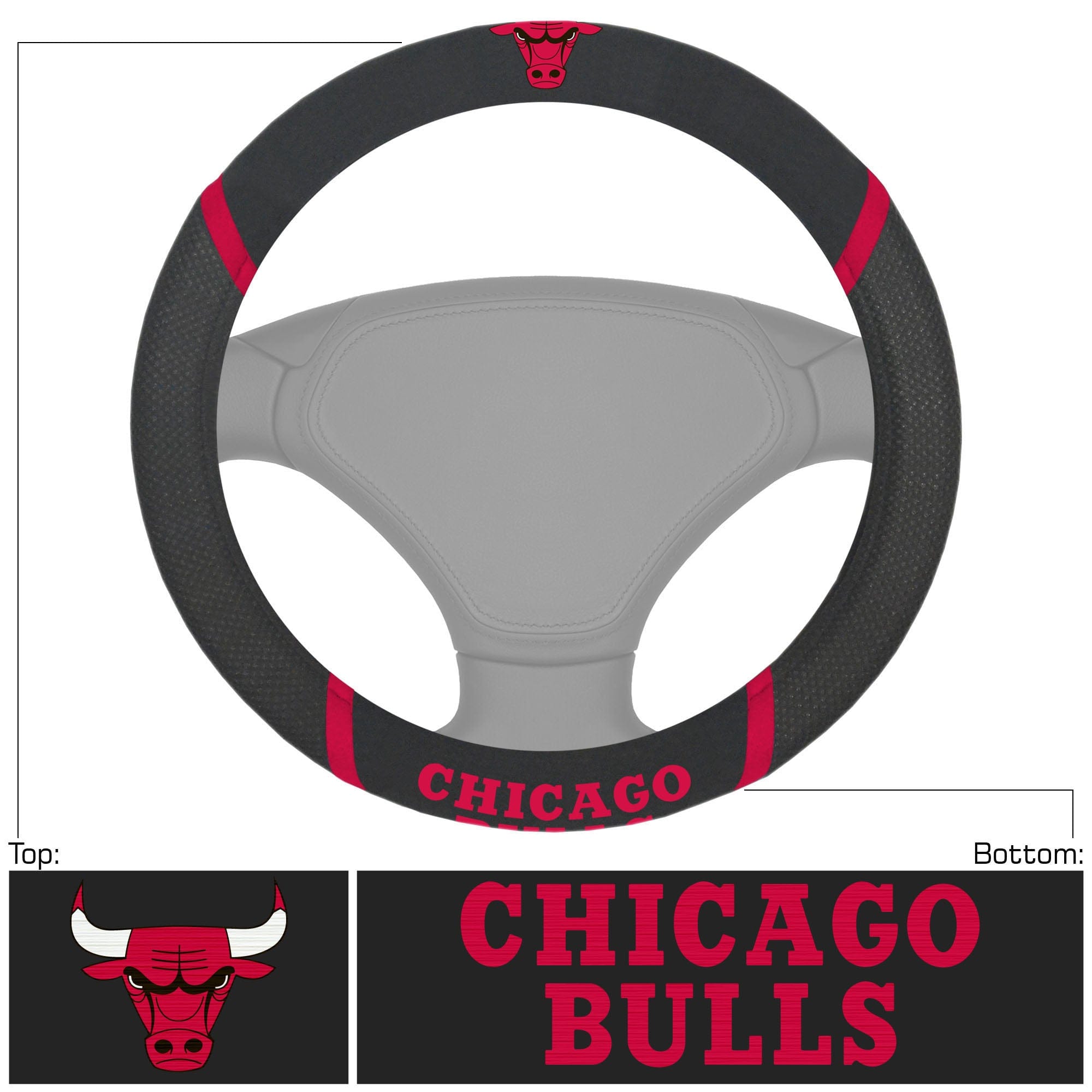 Chicago Bulls Embroidered Steering Wheel Cover - Chicago Bulls