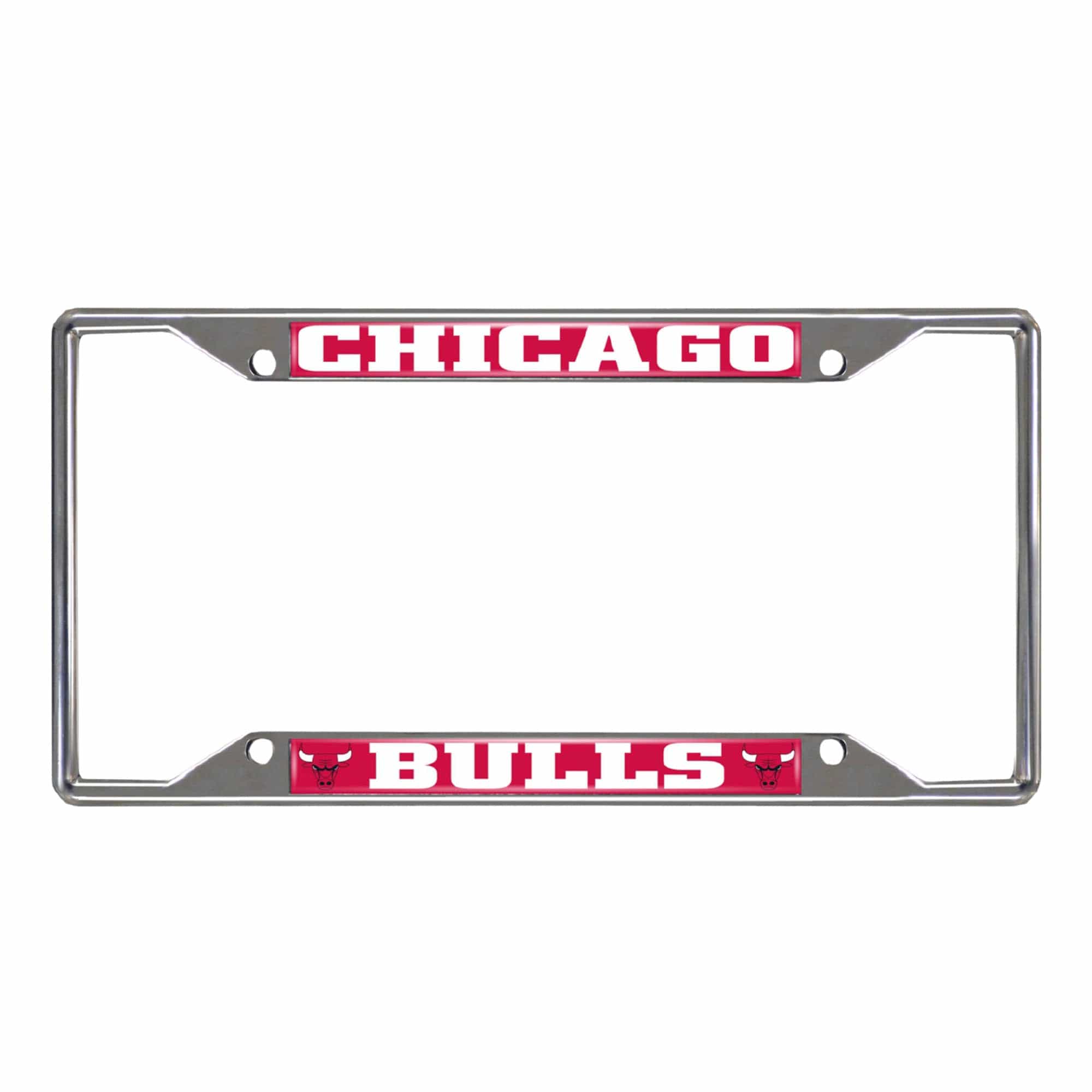 Chicago Bulls Chrome Metal License Plate Frame, 6.25in x 12.25in - Chicago Bulls