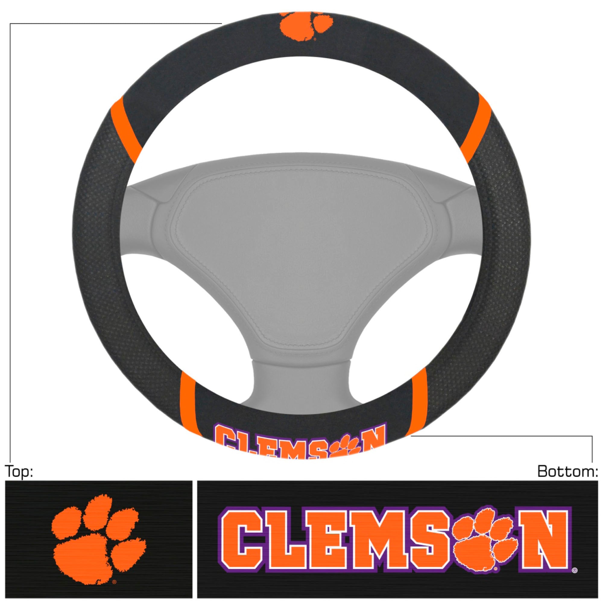 Clemson Tigers Embroidered Steering Wheel Cover - Clemson