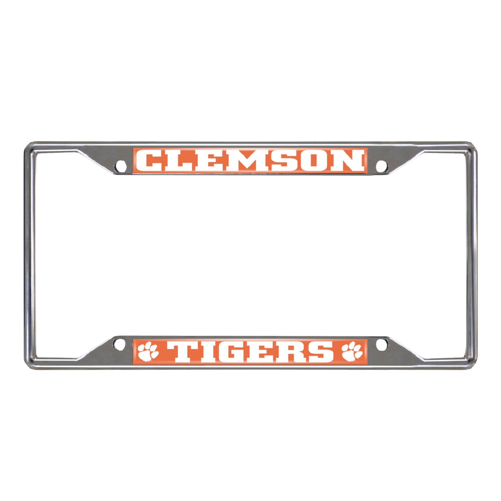 Clemson Tigers Chrome Metal License Plate Frame, 6.25in x 12.25in - Clemson