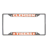 Clemson Tigers Chrome Metal License Plate Frame, 6.25in x 12.25in