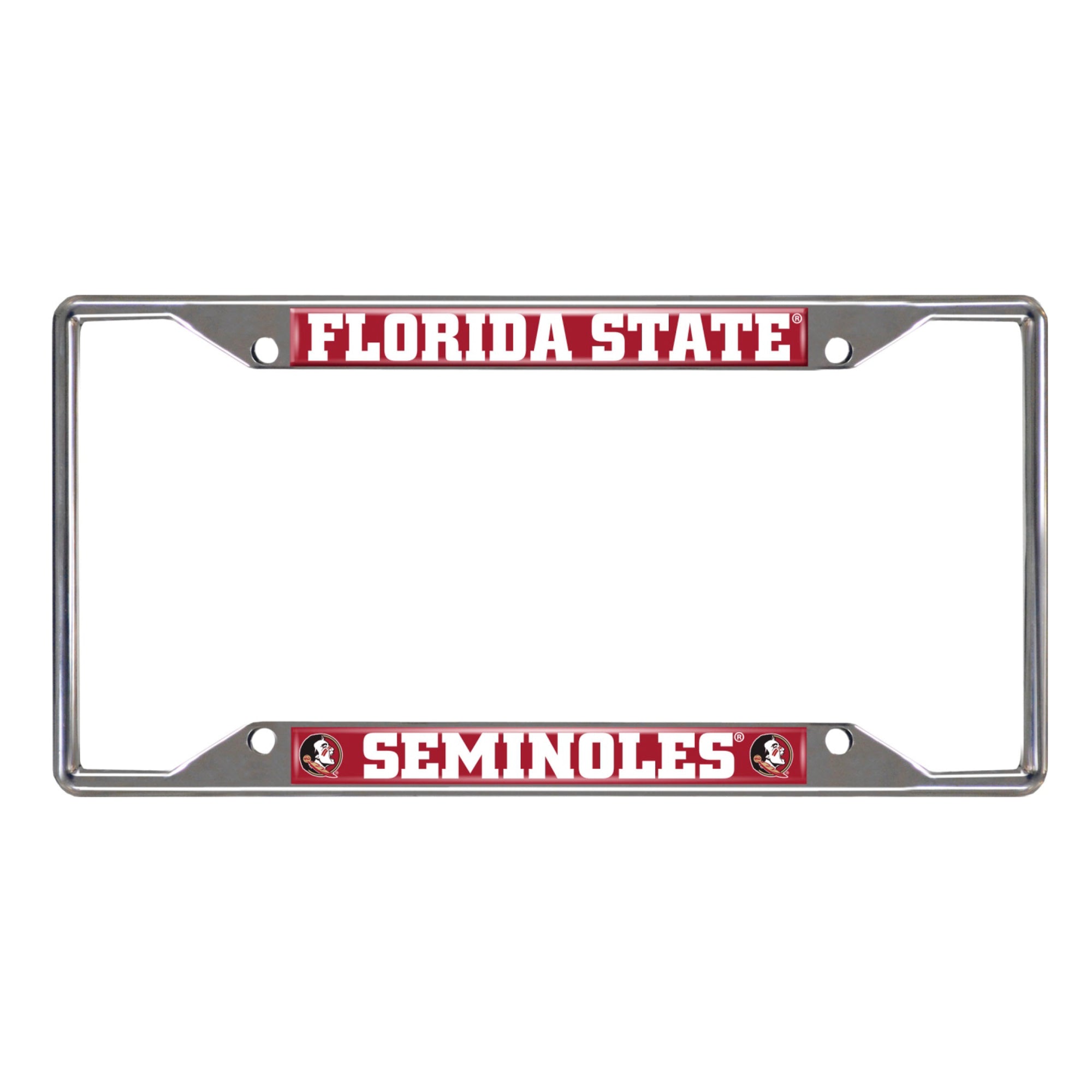 Florida State Seminoles Chrome Metal License Plate Frame, 6.25in x 12.25in