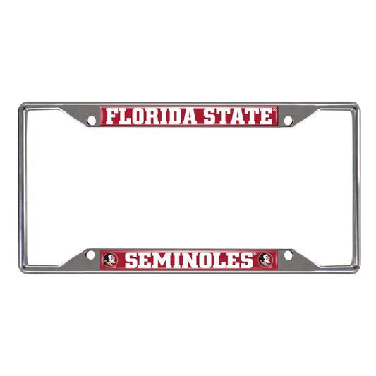 Florida State Seminoles Chrome Metal License Plate Frame, 6.25in x 12.25in