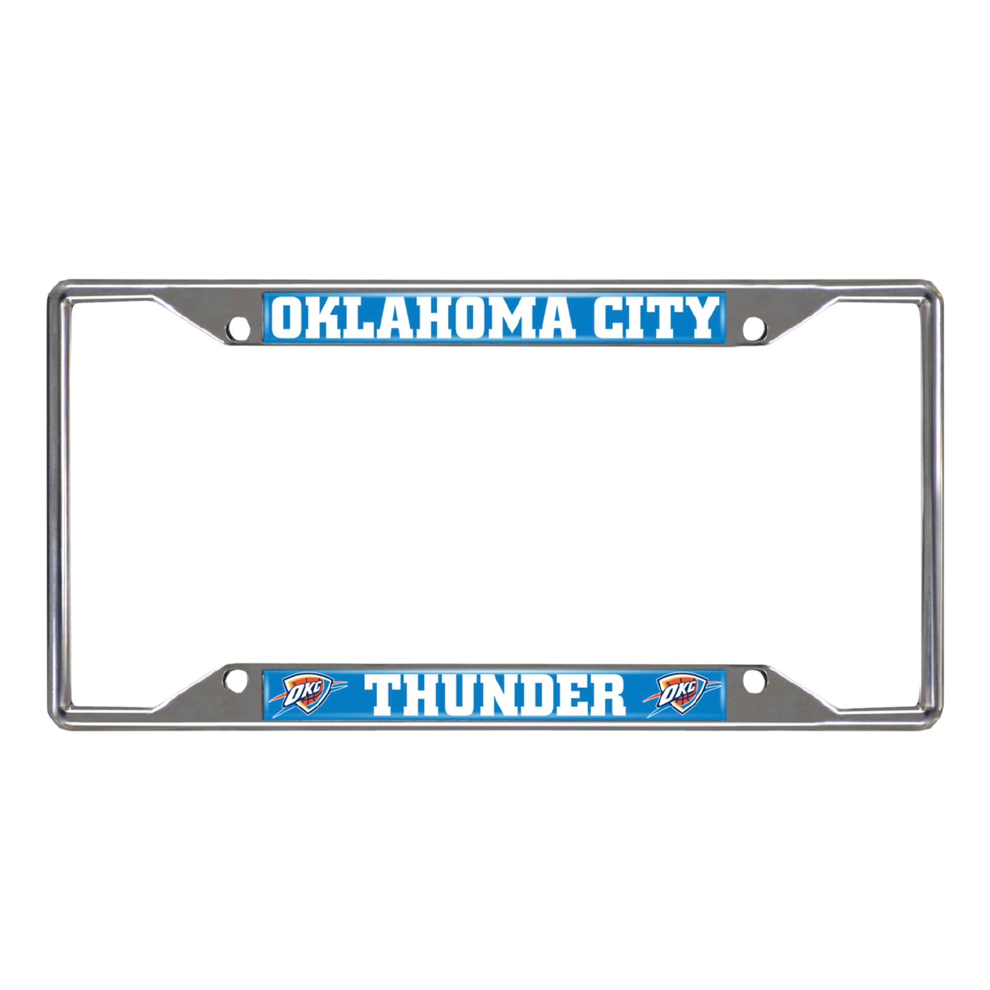 Oklahoma City Thunder Chrome Metal License Plate Frame, 6.25in x 12.25in