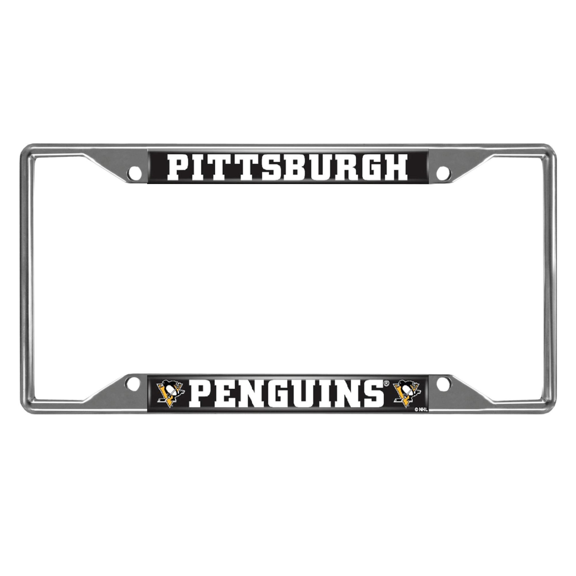 Pittsburgh Penguins Chrome Metal License Plate Frame, 6.25in x 12.25in