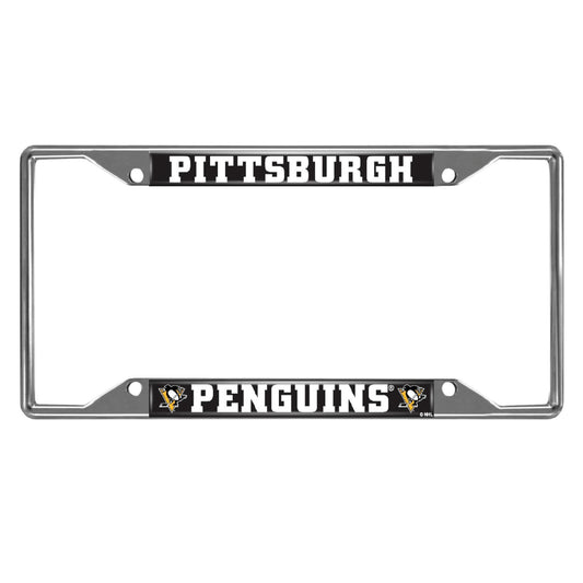 Pittsburgh Penguins Chrome Metal License Plate Frame, 6.25in x 12.25in