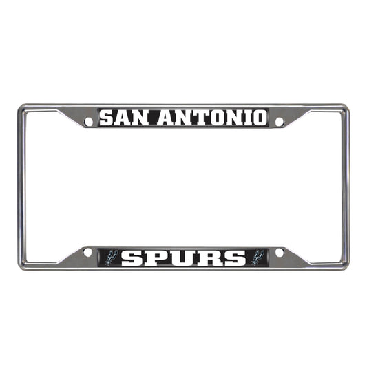 San Antonio Spurs Chrome Metal License Plate Frame, 6.25in x 12.25in