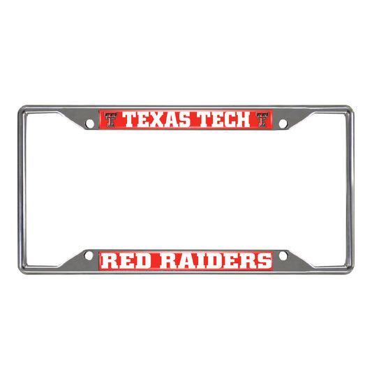 Texas Tech Red Raiders Chrome Metal License Plate Frame, 6.25in x 12.25in