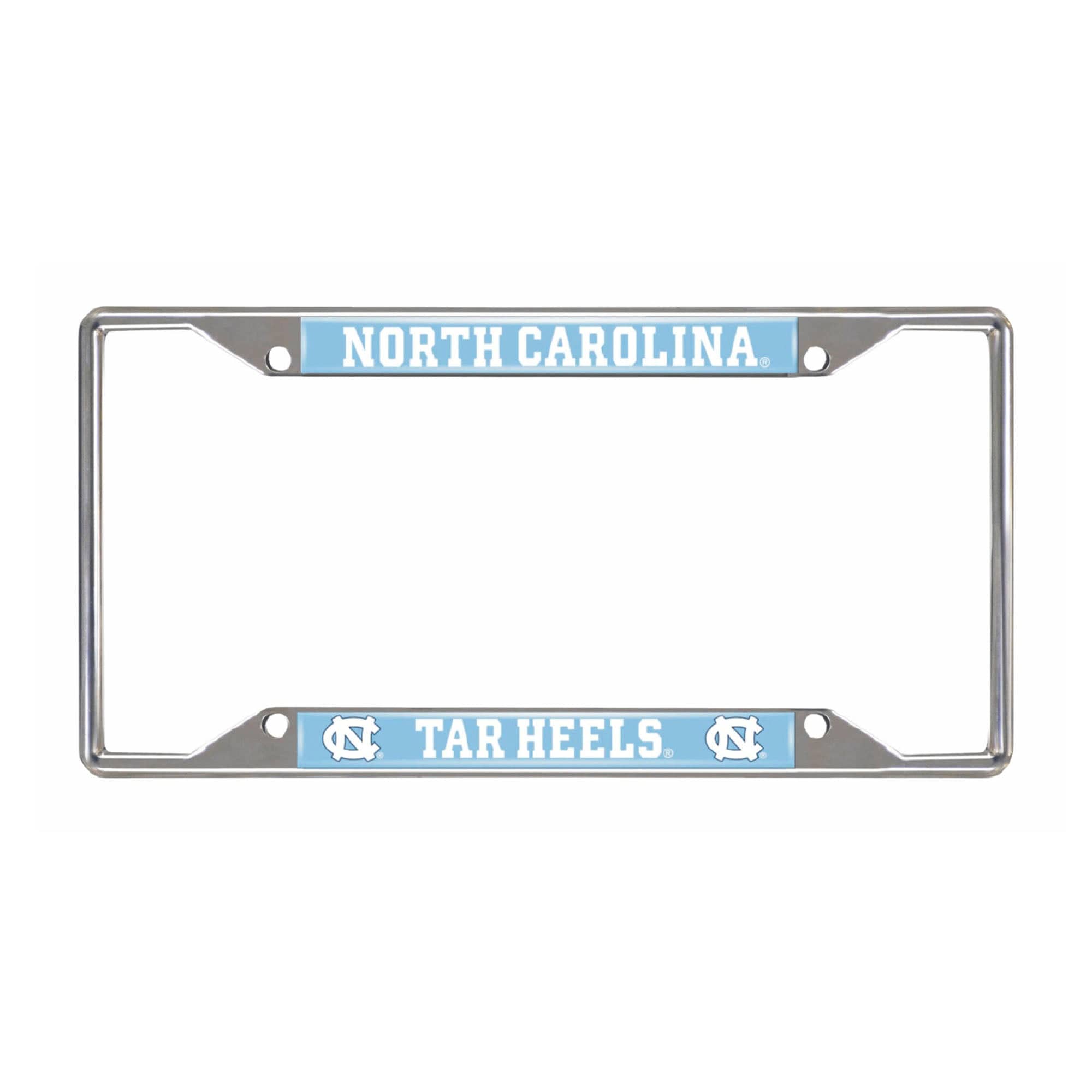 North Carolina Tar Heels Chrome Metal License Plate Frame, 6.25in x 12.25in - North Carolina