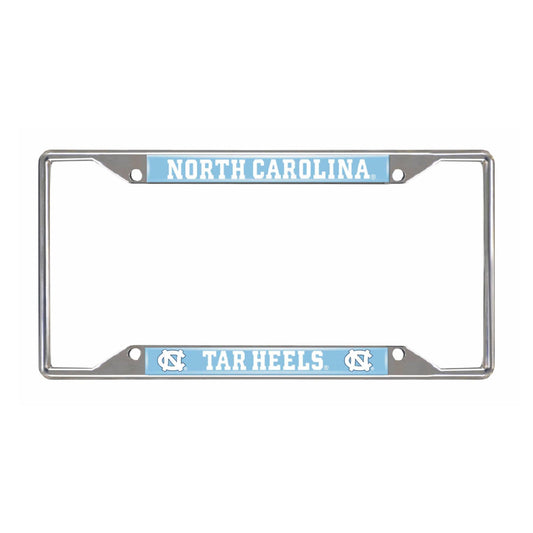 North Carolina Tar Heels Chrome Metal License Plate Frame, 6.25in x 12.25in - North Carolina