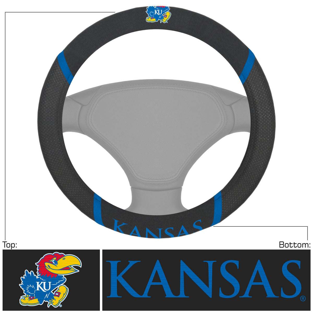 Kansas Jayhawks Embroidered Steering Wheel Cover