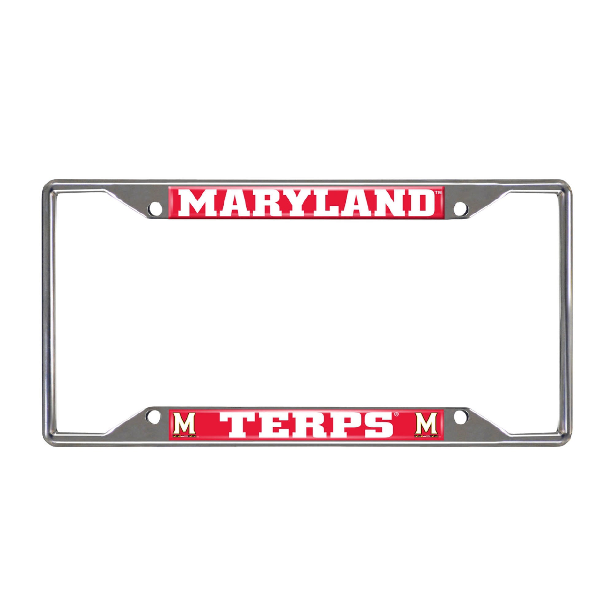 Maryland Terrapins Chrome Metal License Plate Frame, 6.25in x 12.25in