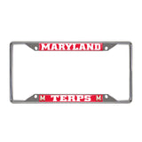 Maryland Terrapins Chrome Metal License Plate Frame, 6.25in x 12.25in