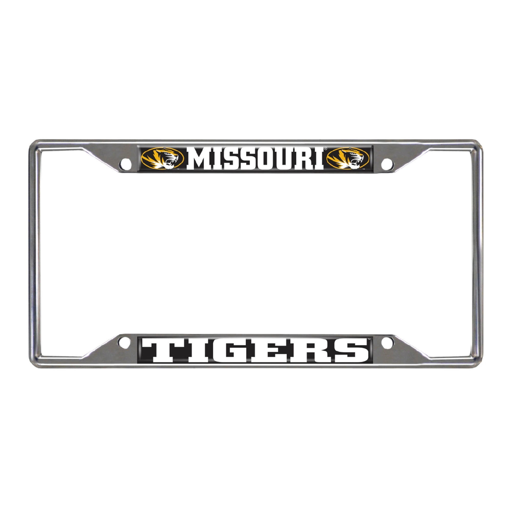 Missouri Tigers Chrome Metal License Plate Frame, 6.25in x 12.25in