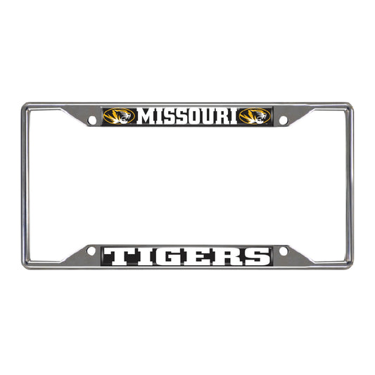 Missouri Tigers Chrome Metal License Plate Frame, 6.25in x 12.25in