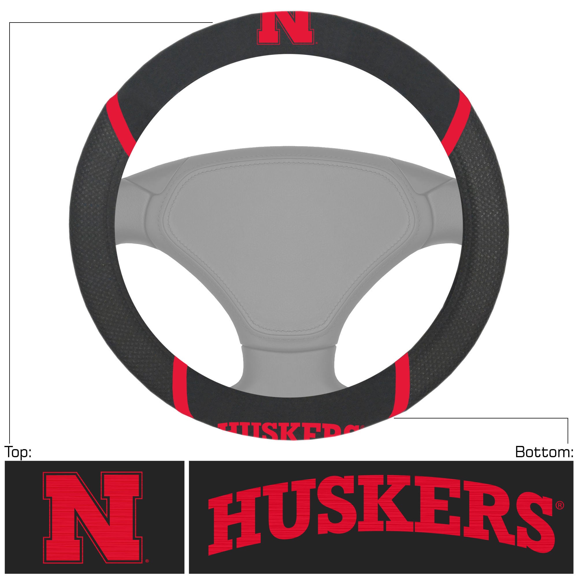 Nebraska Cornhuskers Embroidered Steering Wheel Cover - Nebraska