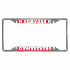 Nebraska Cornhuskers Chrome Metal License Plate Frame, 6.25in x 12.25in - Nebraska