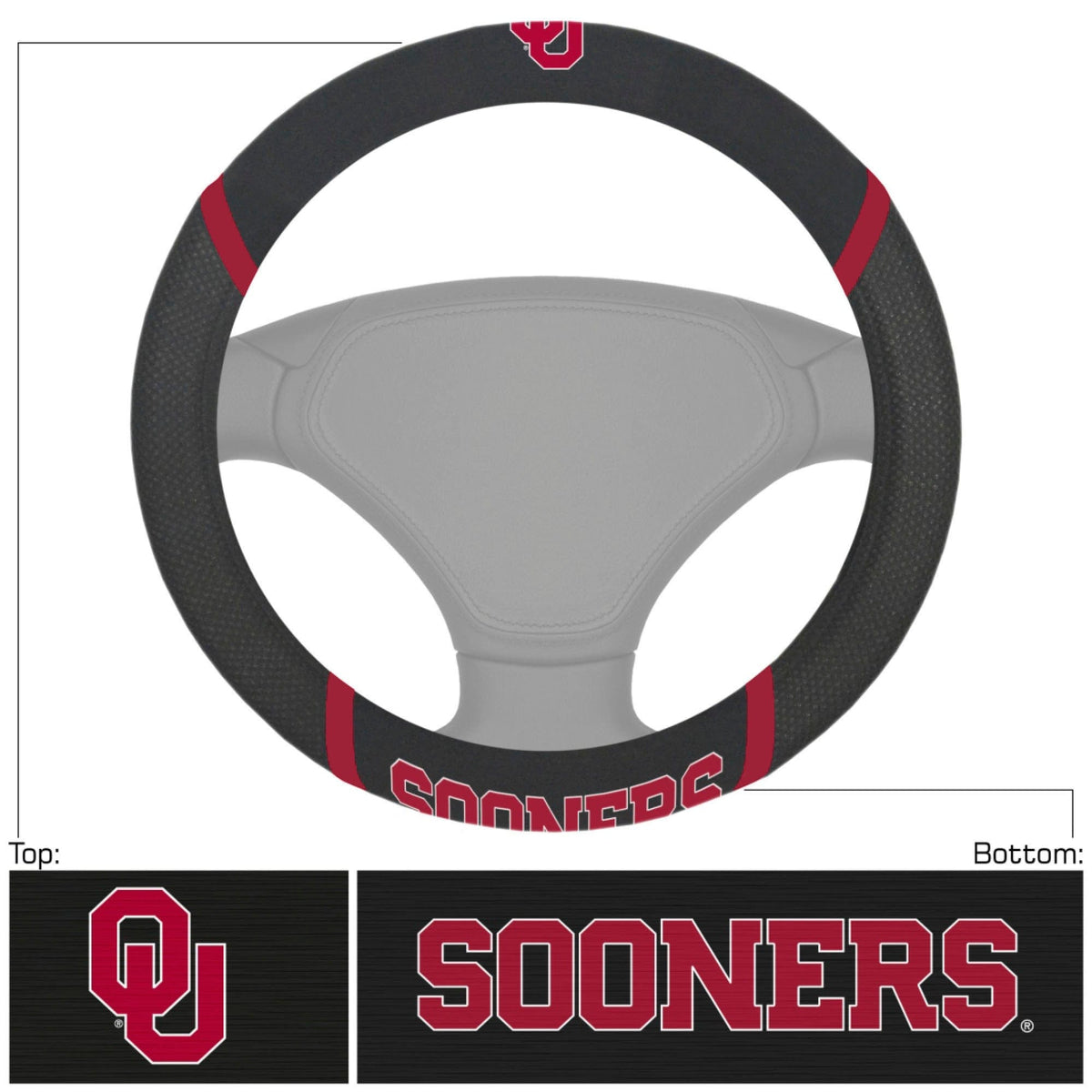 Oklahoma Sooners Embroidered Steering Wheel Cover - Oklahoma