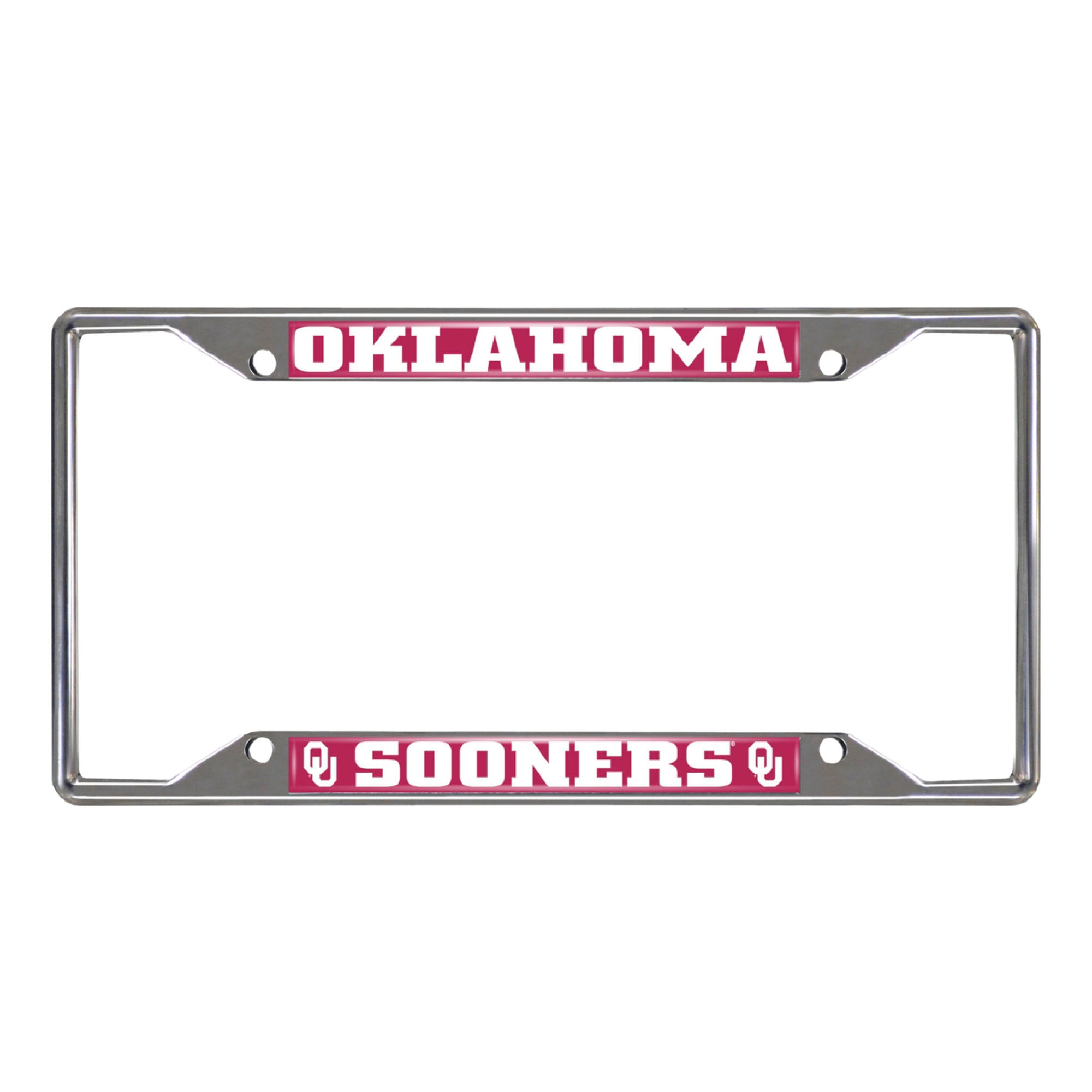 Oklahoma Sooners Chrome Metal License Plate Frame, 6.25in x 12.25in