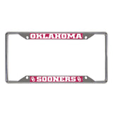 Oklahoma Sooners Chrome Metal License Plate Frame, 6.25in x 12.25in