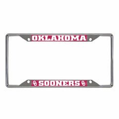 Oklahoma Sooners Chrome Metal License Plate Frame, 6.25in x 12.25in - Oklahoma