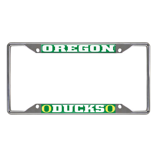 Oregon Ducks Chrome Metal License Plate Frame, 6.25in x 12.25in