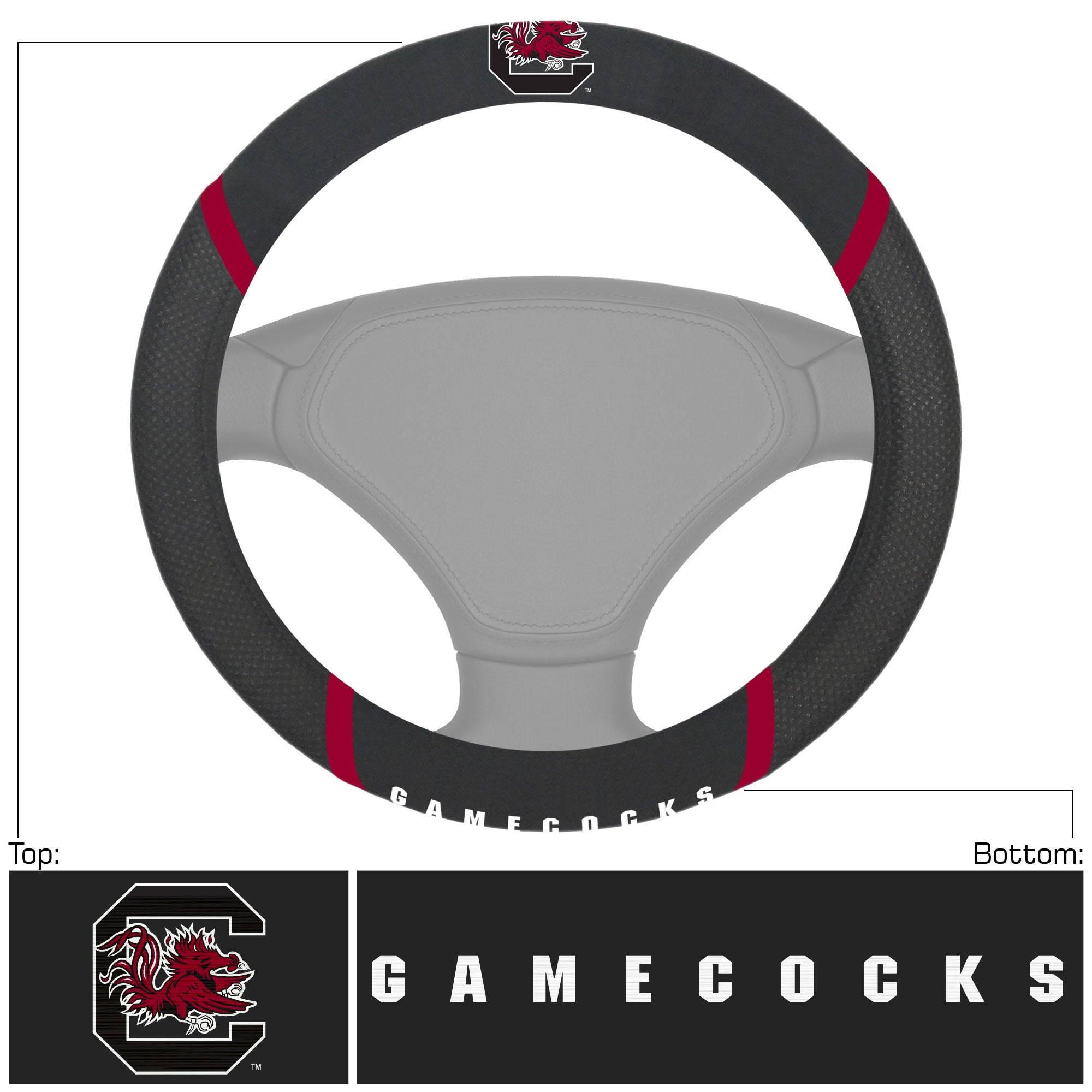 South Carolina Gamecocks Embroidered Steering Wheel Cover