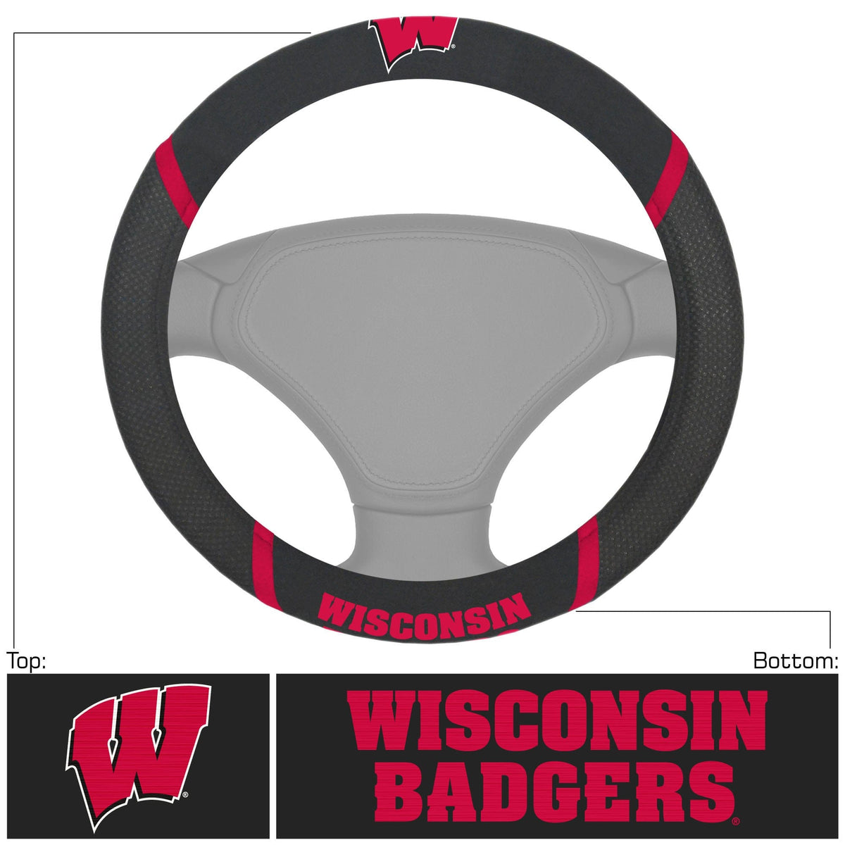 Wisconsin Badgers Embroidered Steering Wheel Cover