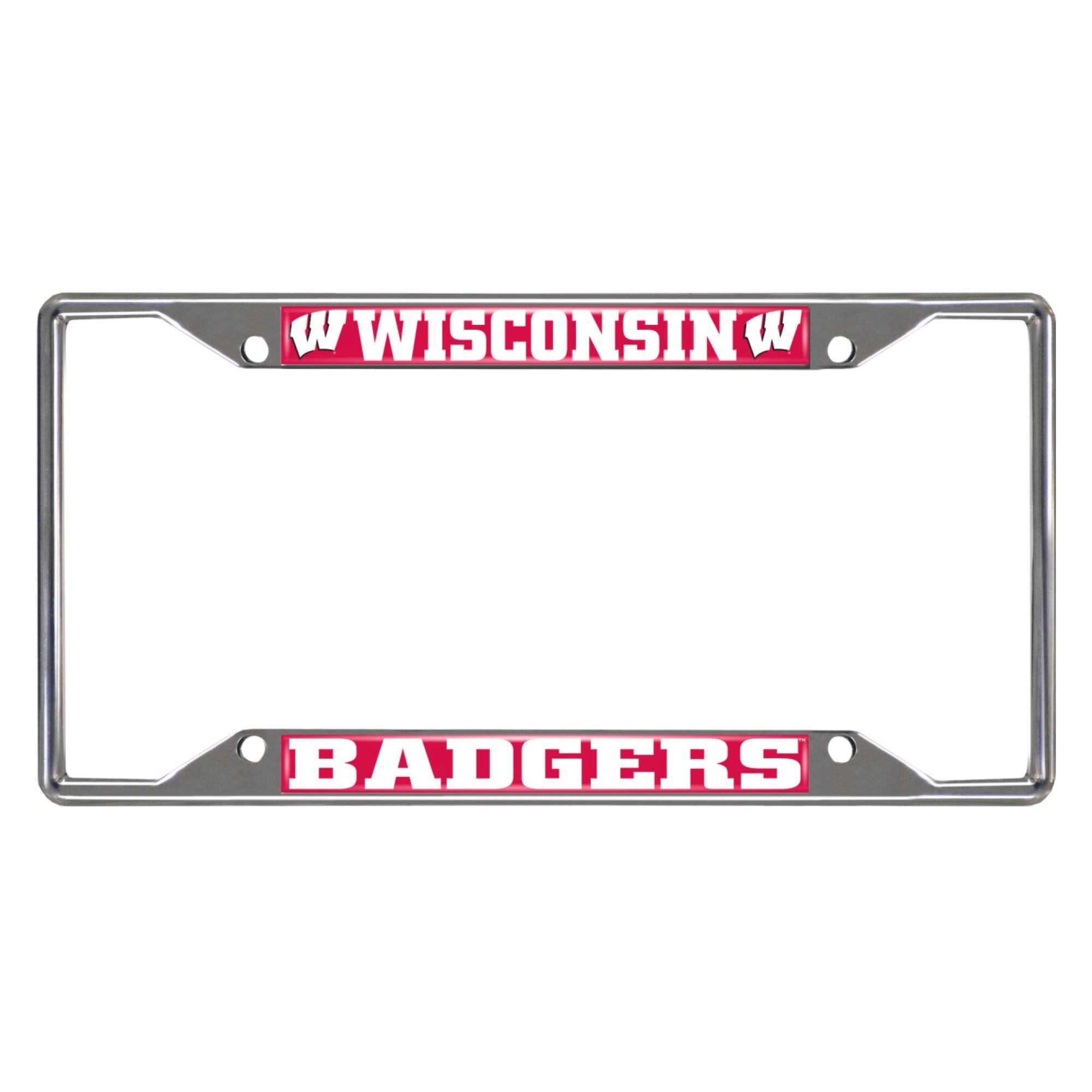 Wisconsin Badgers Chrome Metal License Plate Frame, 6.25in x 12.25in