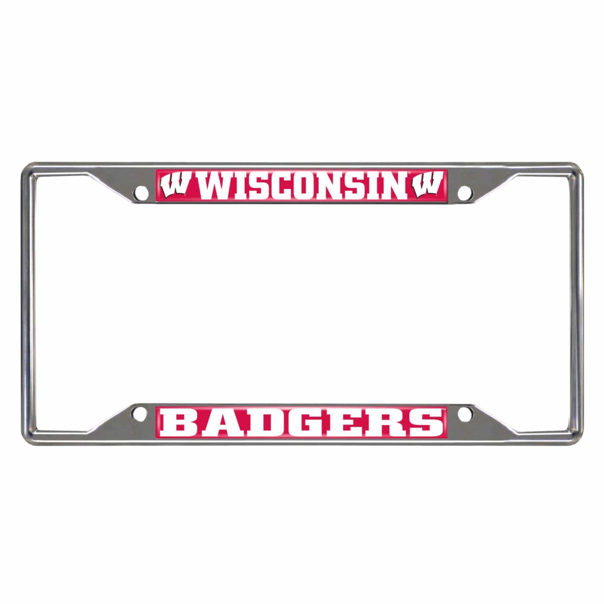 Wisconsin Badgers Chrome Metal License Plate Frame, 6.25in x 12.25in