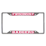 Wisconsin Badgers Chrome Metal License Plate Frame, 6.25in x 12.25in