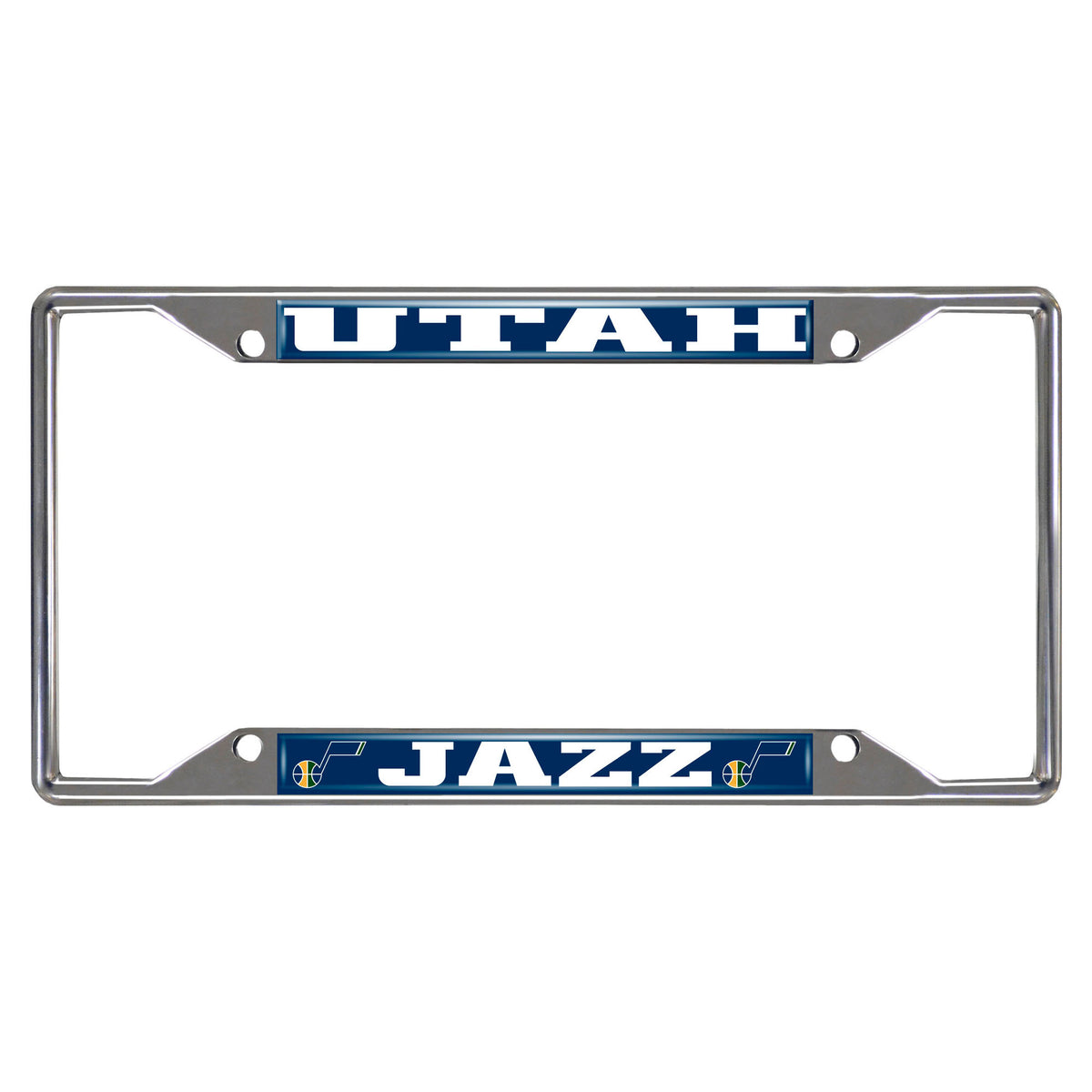 Utah Jazz Chrome Metal License Plate Frame, 6.25in x 12.25in