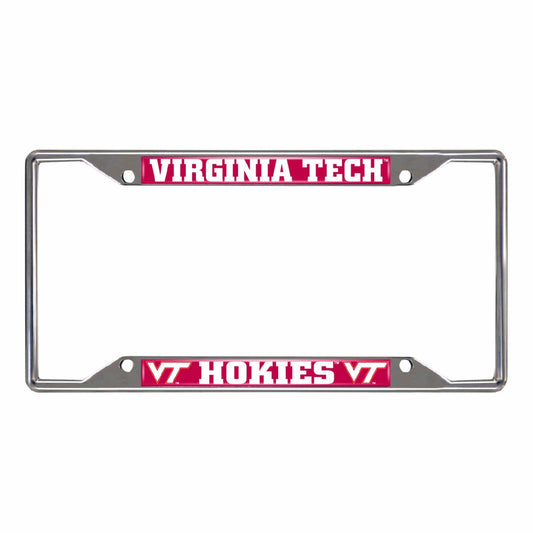 Virginia Tech Hokies Chrome Metal License Plate Frame, 6.25in x 12.25in