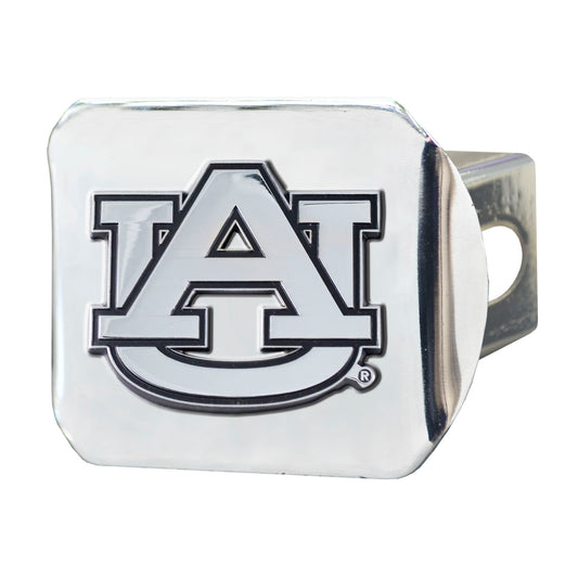 Auburn Tigers Chrome Metal Hitch Cover with Chrome Metal 3D Emblem - Auburn