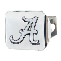 Alabama Crimson Tide Chrome Metal Hitch Cover with Chrome Metal 3D Emblem, A Logo