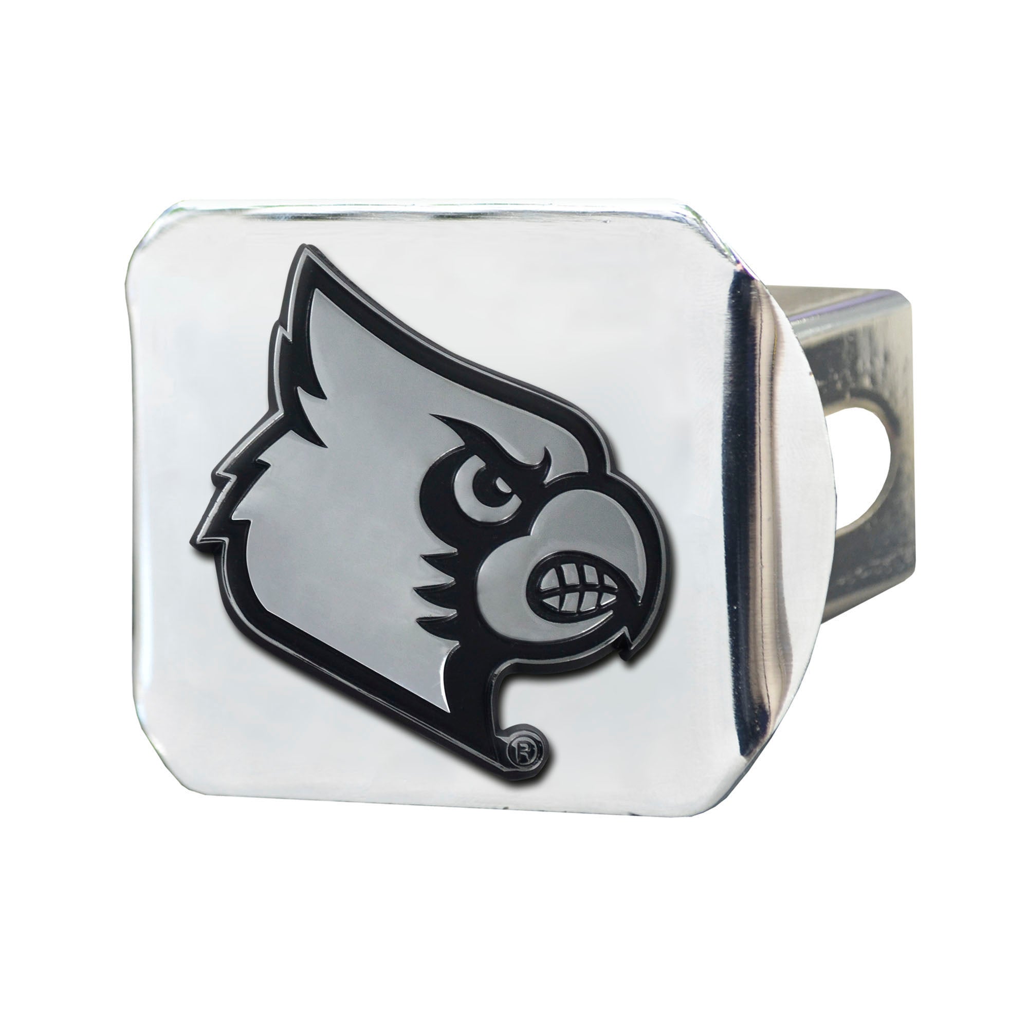 Louisville Cardinals Chrome Metal Hitch Cover with Chrome Metal 3D Emblem