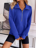 Ivy Lane Half Zip Raglan Sleeve Sweatshirt - Trendsi